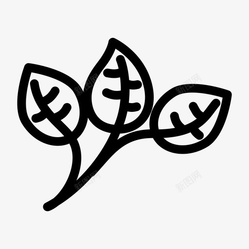 薄荷香草叶子图标svg_新图网 https://ixintu.com 叶子 茶 薄荷 食物和饮料 香料 香草