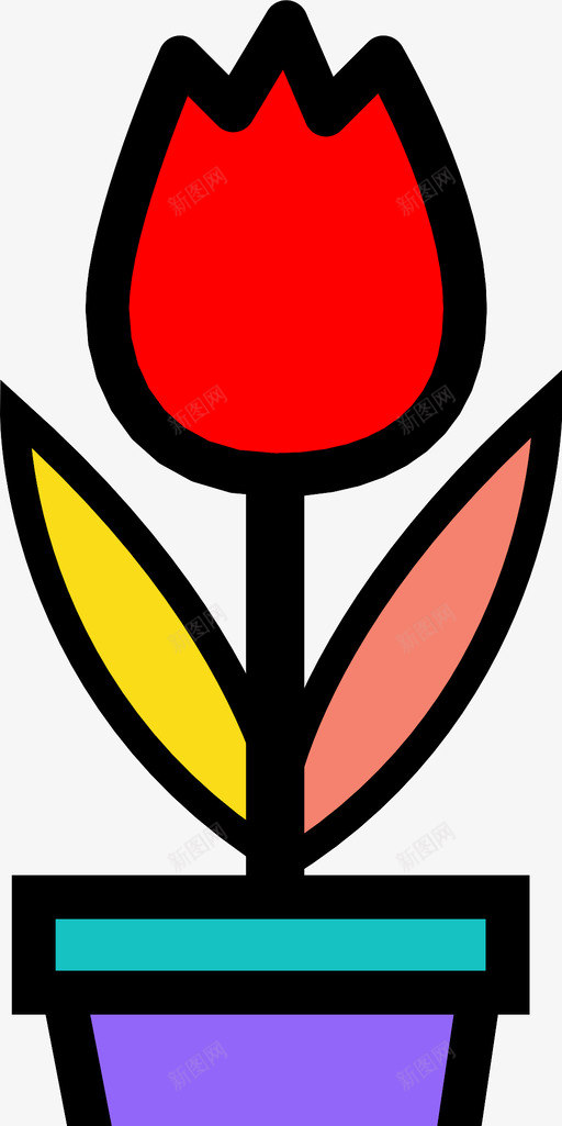 盆栽花花盆图标svg_新图网 https://ixintu.com 盆栽 自然 花 花盆 郁金香