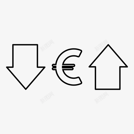 欧元货币下跌图标svg_新图网 https://ixintu.com 上涨 下跌 欧元 股市 货币