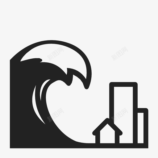 海啸城市灾害地震巨浪图标svg_新图网 https://ixintu.com 地震 巨浪 水的危险和解决办法 海啸城市灾害