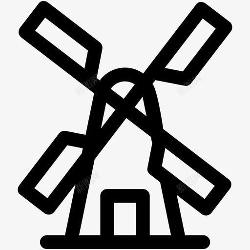 风车风能风力发电图标svg_新图网 https://ixintu.com 电子图标集 风力发电 风力涡轮机 风能 风车 风车塔