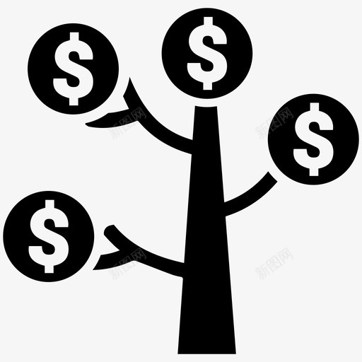 金融美元金钱图标svg_新图网 https://ixintu.com 商业图标 树 版税 美元 金融 金钱