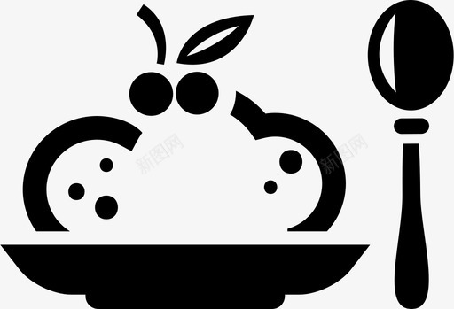 甜点食物水果图标svg_新图网 https://ixintu.com 冰淇淋 新风格的食物图标集 水果 甜点 甜食 美味 食物