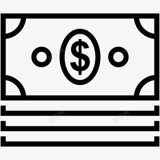 纸币钞票货币图标svg_新图网 https://ixintu.com 工具和建筑轮廓图标 纸币 货币 钞票