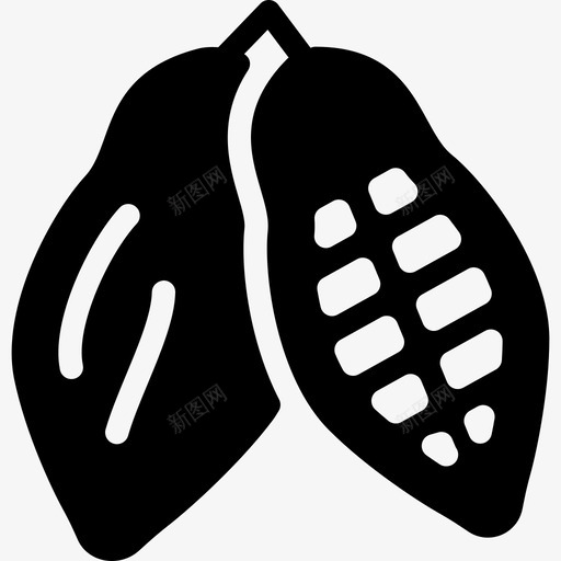 可可豆荚巧克力食物图标svg_新图网 https://ixintu.com 可可豆荚 巧克力 甜食 蔬菜和种子实心图标 食物