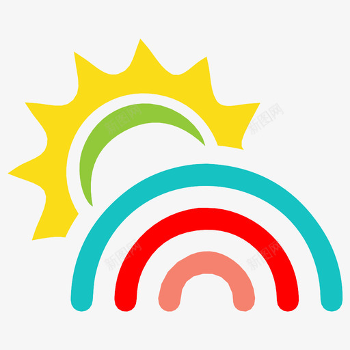 彩虹太阳阳光图标svg_新图网 https://ixintu.com 天气 天气预报 太阳 彩虹 阳光