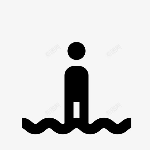 浅水海滩孤独图标svg_新图网 https://ixintu.com 假期 孤独 浅水 海滩 男人