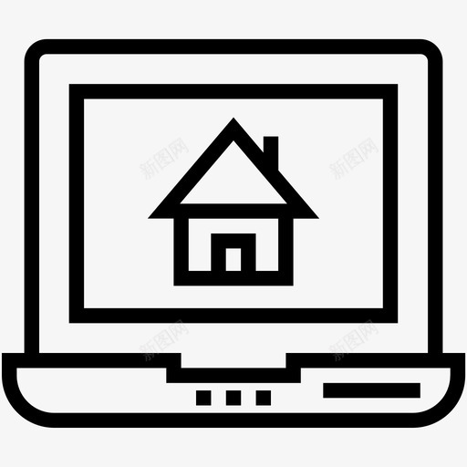 在线房产家庭笔记本电脑图标svg_新图网 https://ixintu.com 在线房产 家庭 房产线图标 房产网站 笔记本电脑