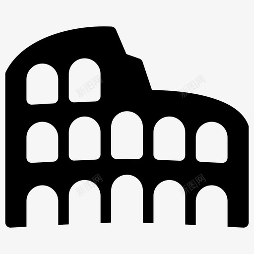 圆形竞技场建筑城市图标svg_新图网 https://ixintu.com 圆形竞技场 地点固体图标 城市 建筑