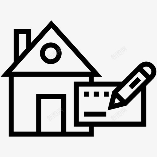 房产已售房屋笔图标svg_新图网 https://ixintu.com 房产已售 房产线图标 房屋 收据 笔