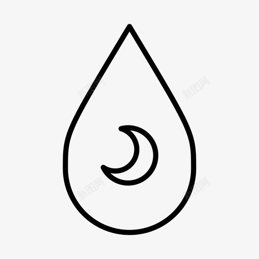 水滴月新月夜晚图标svg_新图网 https://ixintu.com 夜晚 天空 新月 水滴 水滴月