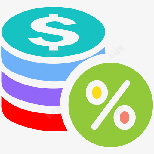 利润率硬币利息图标svg_新图网 https://ixintu.com 利息 利润率 百分比 硬币