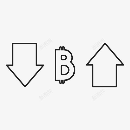 比特币货币下跌图标svg_新图网 https://ixintu.com 上涨 下跌 比特币 股市 货币