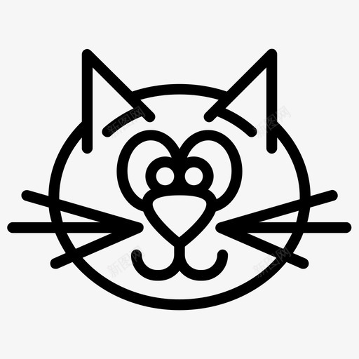 快乐的猫脸头图标svg_新图网 https://ixintu.com 头 宠物 快乐的猫 美味的猫 脸