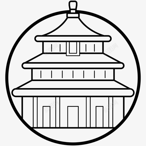 午门北京中国图标svg_新图网 https://ixintu.com 世界顶级城市线图标 中国 北京 午门 紫禁城