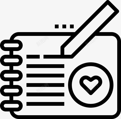 婚礼宾客手册心形爱情图标svg_新图网 https://ixintu.com 写作 婚礼宾客手册 婚礼爱情 心形 爱情 笔记本 签名 铅笔