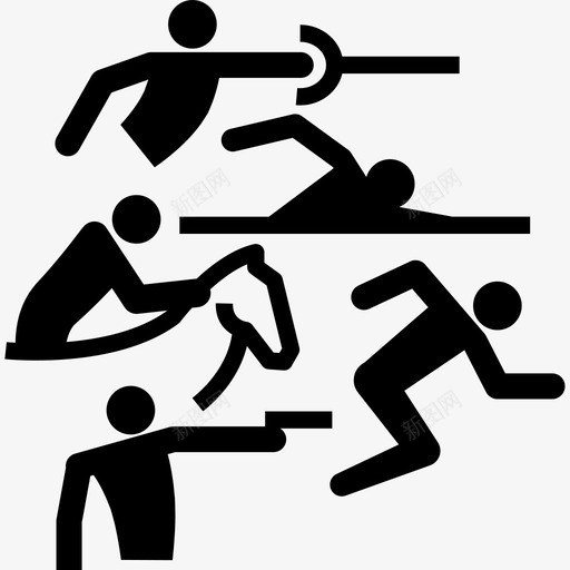 现代五项运动员奥林匹克图标svg_新图网 https://ixintu.com 体育 奥林匹克 奥林匹克运动 现代五项 运动员