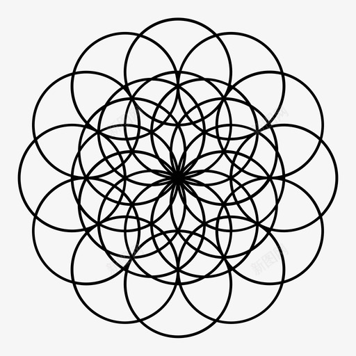 聚合原子圆图标svg_新图网 https://ixintu.com 原子 原理 圆 生命之花 聚合 花 设计原则1