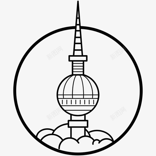 柏林球塔德国柏林电视塔图标svg_新图网 https://ixintu.com 世界顶级城市线图标 亚历山大广场 德国 柏林球塔 柏林电视塔