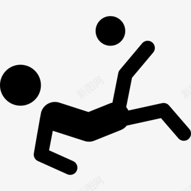 足球运动员侧影摔倒踢球体育体育图标图标