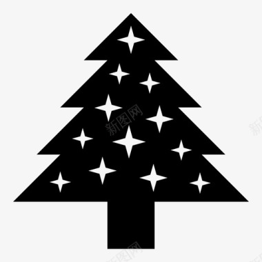圣诞树松树闪闪发光图标图标