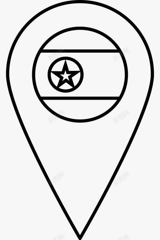 朝鲜亚洲国家图标svg_新图网 https://ixintu.com 世界国旗地图标记 亚洲 国家 国旗 朝鲜