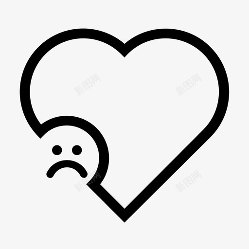 伤心分手不开心图标svg_新图网 https://ixintu.com 不开心 伤心 分手 心形图标 情人节