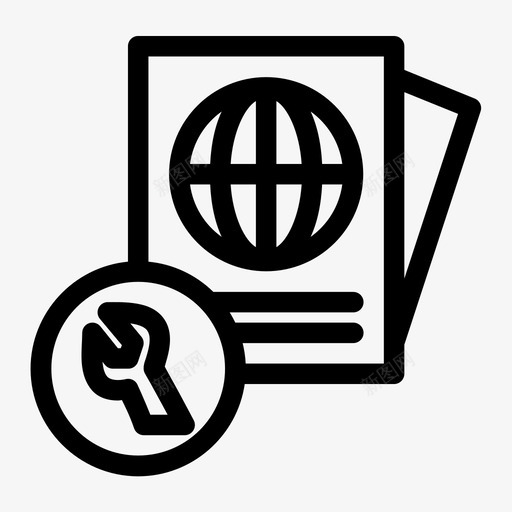 护照设置地球仪扳手图标svg_新图网 https://ixintu.com 地球仪 扳手 护照设置