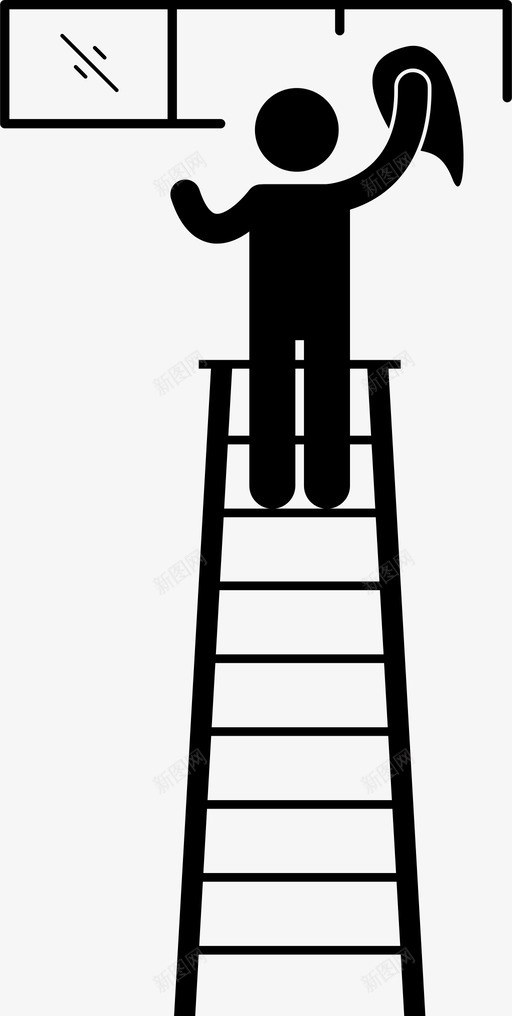 窗户清洁工清洁工梯子图标svg_新图网 https://ixintu.com 人 人打扫房子 擦 梯子 清洁工 窗户清洁工