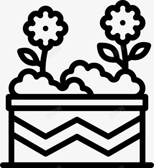 花盆花园植物图标svg_新图网 https://ixintu.com 土壤 植物 漂亮的花园轮廓 花园 花盆