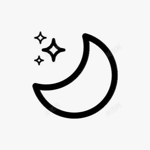 月亮和星星光夜图标svg_新图网 https://ixintu.com 光 夜 天气 月亮和星星