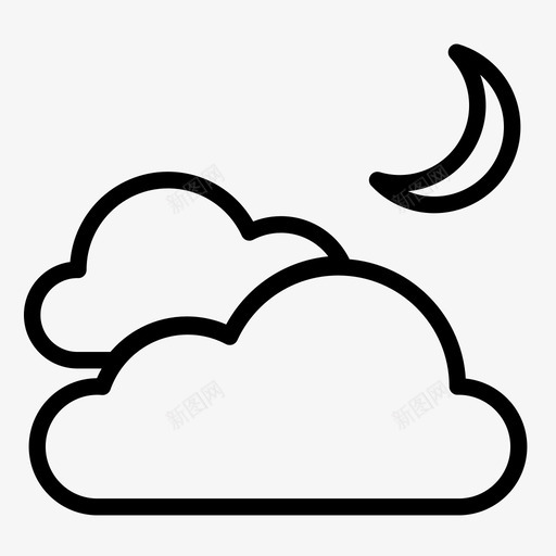 新月云夜晚天气图标svg_新图网 https://ixintu.com 夜晚 天气 新月云