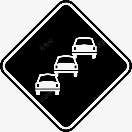 堵车马路路标图标svg_新图网 https://ixintu.com 堵车 塞车 路标 路标黑 车多 马路