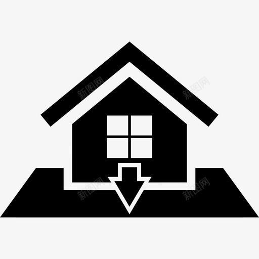 有向下箭头的房子建筑物房地产2图标svg_新图网 https://ixintu.com 建筑物 房地产2 有向下箭头的房子