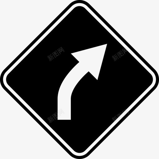 右转路标箭头黑色路标图标svg_新图网 https://ixintu.com 右转路标 箭头 黑色路标