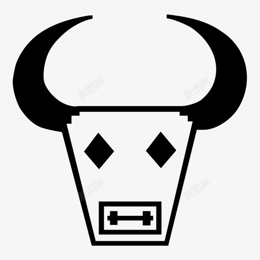 牛脸头角图标svg_新图网 https://ixintu.com 头 牛脸 线 角