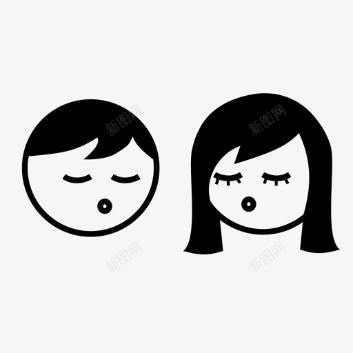 男孩女孩情侣吻图标svg_新图网 https://ixintu.com 吻 异性恋 情人 情侣 爱 男孩女孩