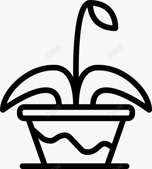 花盆花园植物图标svg_新图网 https://ixintu.com 土壤 植物 漂亮的花园轮廓 花园 花盆