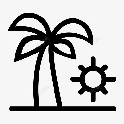 剪影海滩光线图标svg_新图网 https://ixintu.com 假期 光线 剪影 摄影 海滩 阳光