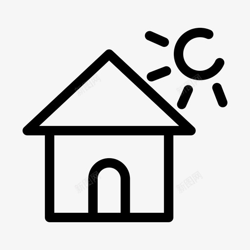 房屋建筑热图标svg_新图网 https://ixintu.com 太阳 建筑 房地产 房地产和房屋图标 房屋 热