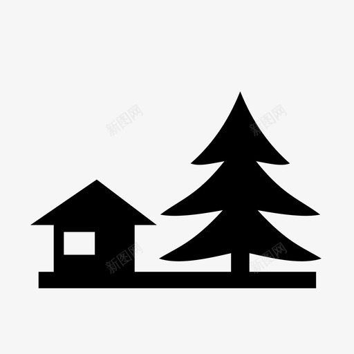 森林小屋房屋狩猎图标svg_新图网 https://ixintu.com 庇护所 房屋 树木 森林 森林小屋 狩猎 自然环境