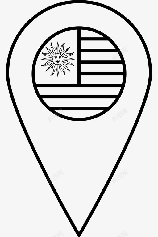 乌拉圭国家国旗图标svg_新图网 https://ixintu.com 世界国旗地图标记 乌拉圭 南美 国家 国旗