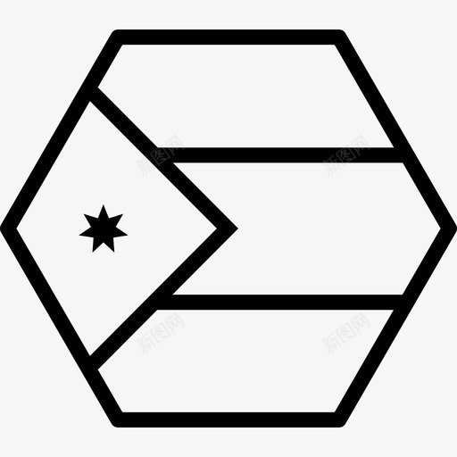 约旦亚洲国家图标svg_新图网 https://ixintu.com 世界六边形旗帜轮廓 亚洲 国家 旗帜 约旦