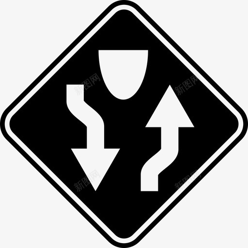 分隔道路标志警告间隙图标svg_新图网 https://ixintu.com 分隔道路标志 警告 间隙 黑色道路标志