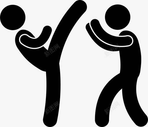 拳手进攻防守图标svg_新图网 https://ixintu.com 人 战斗 拳手 跆拳道 踢腿 进攻 防守