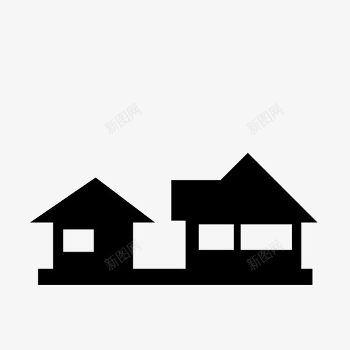 城镇地区房屋图标svg_新图网 https://ixintu.com 地区 城镇 房屋 村庄 环境自然 蔓延 郊区