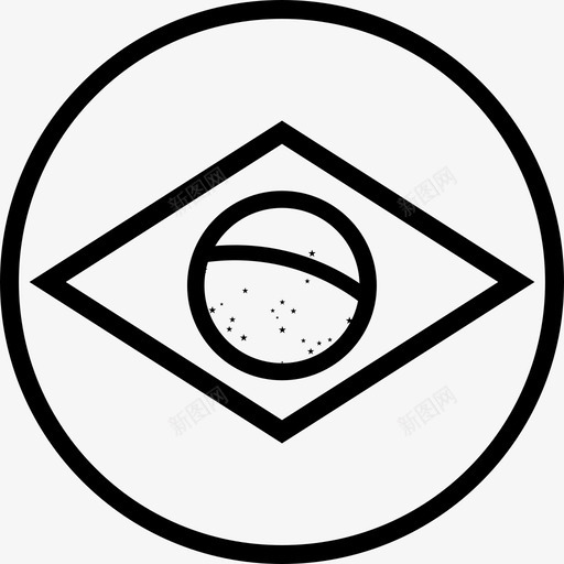 巴西国家旗帜图标svg_新图网 https://ixintu.com 世界圆形旗帜轮廓 南美 国家 巴西 旗帜
