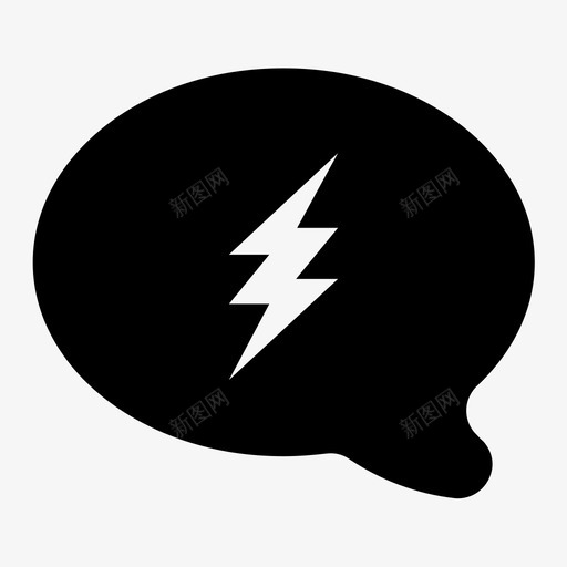 语音气泡危险闪电充电图标svg_新图网 https://ixintu.com 充电 实心圆形动作语音气泡图标 警告 语音气泡危险 闪电