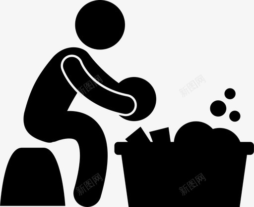 洗碗工脏盘子人图标svg_新图网 https://ixintu.com 人 洗碗工 盘子 脏盘子 餐馆里的人