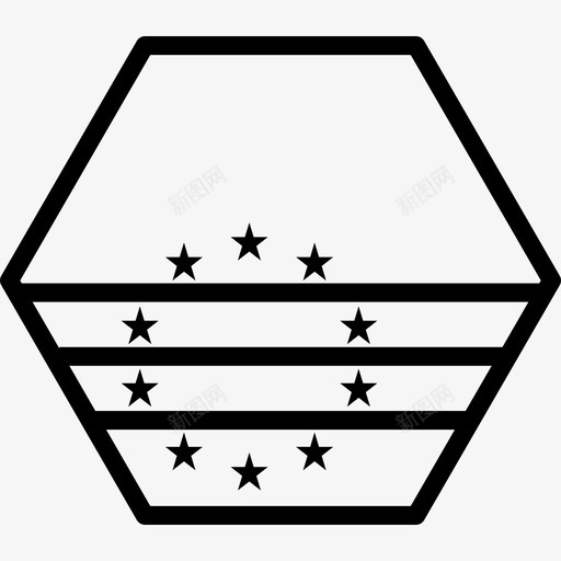 佛得角非洲国家图标svg_新图网 https://ixintu.com 世界六边形旗帜轮廓 佛得角 国家 旗帜 非洲